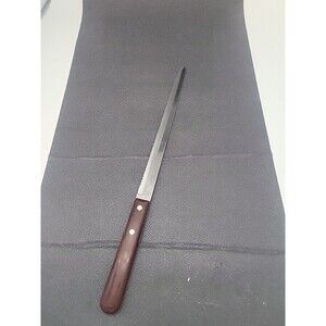 Vtg Imperial USA Wonda Edge Knife Stainless Cutlery Serrated Bread Wood Handle